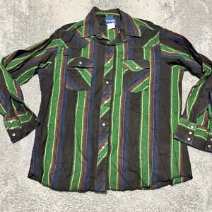 Wrangler Shirt Mens XL Western Pearl Snap Plaid Vintage Flannel Long Sleeve **